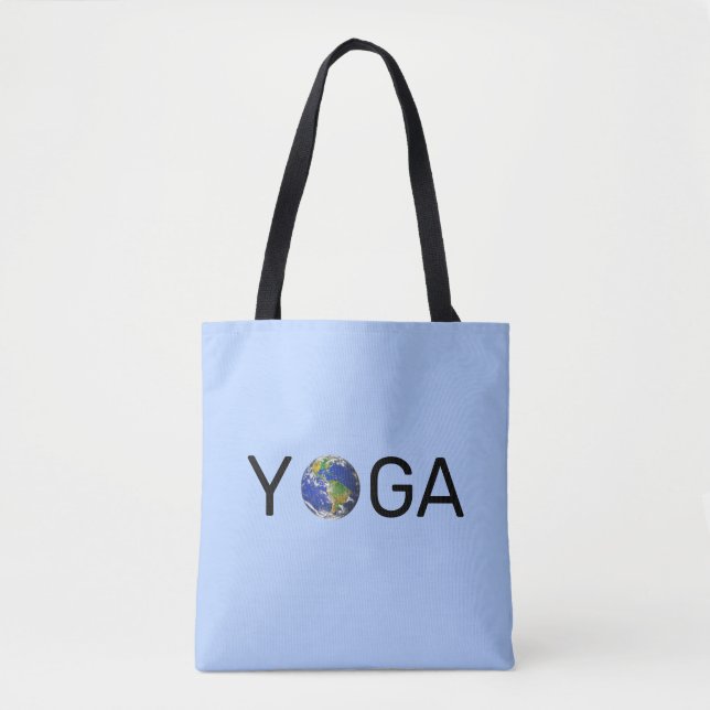 Bolsa Tote Terra de yoga moderna em azul claro (Frente)