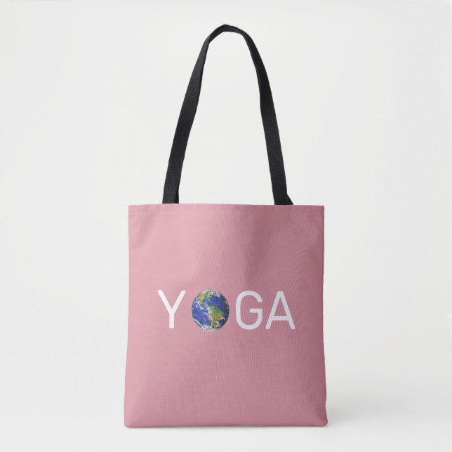 Bolsa Tote Terra de yoga moderna em rosa (Frente)