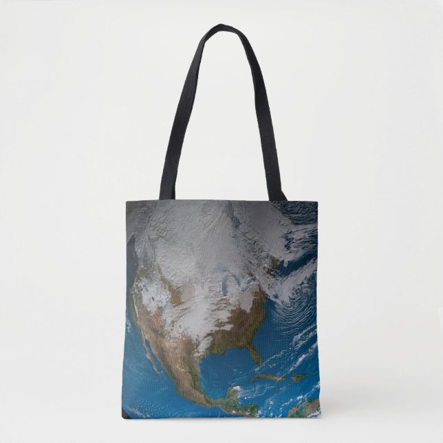 Bolsa Tote Terra Inteira Com Nuvens Simuladas Sobre A América (Frente)