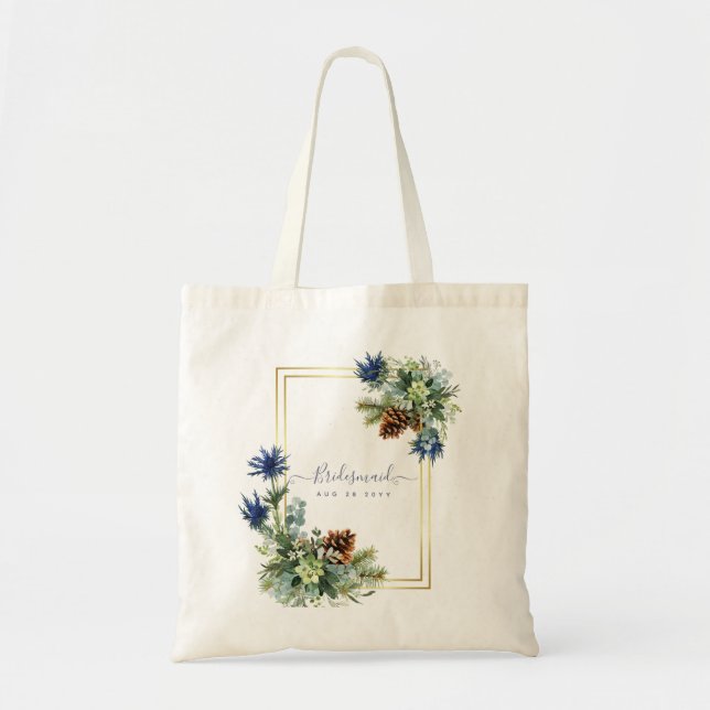Bolsa Tote Terra Maravilhosa do Casamento Eucalyptus Blue de  (Frente)
