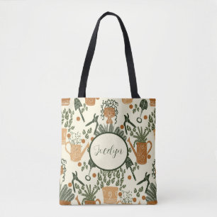 Bolsa Tote Terra Terracotta e Planta Verde: Garden Lover's