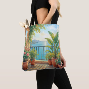 Bolsa Tote Terraço Ensolarado à Beira-Mar