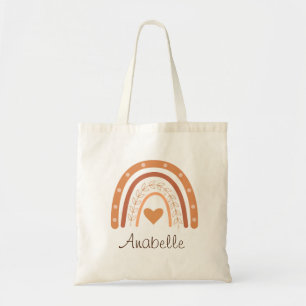 Bolsa Tote Terracota Boho Arco-íris Nome das Crianças