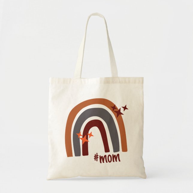 Bolsa Tote Terracotta Cinza Bohemian Rainbow Personalizado #m (Frente)
