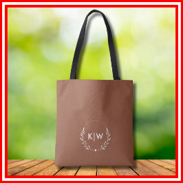 Bolsa Tote Terracotta e Branco | Monograma de Iniciais Modern