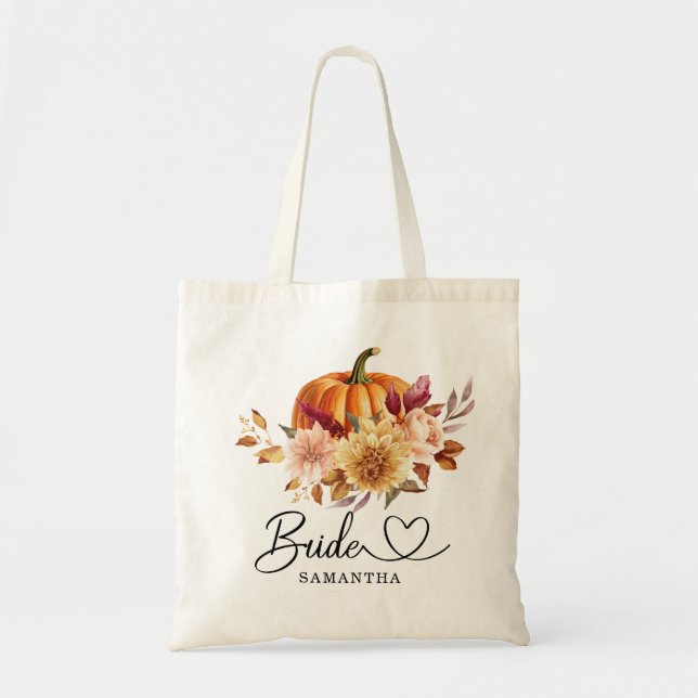 Bolsa Tote Terracotta Floral Pumpkin Bride (Frente)