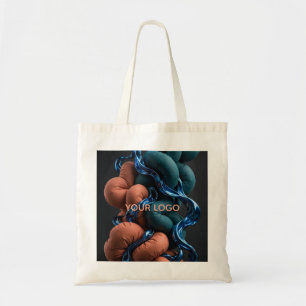 Bolsa Tote Terracotta Fluxo Teal - Abstração 3D Vertical Colo