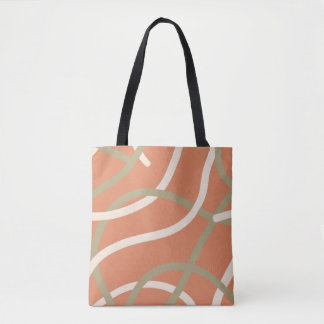 Bolsa Tote Terracotta Linework Pattern | Cream & Olive
