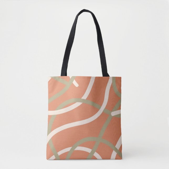 Bolsa Tote Terracotta Linework Pattern | Cream & Olive  (Frente)