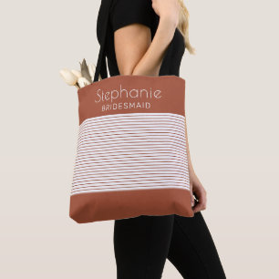Bolsa Tote Terracotta Striped Bridesmaid Personalizada