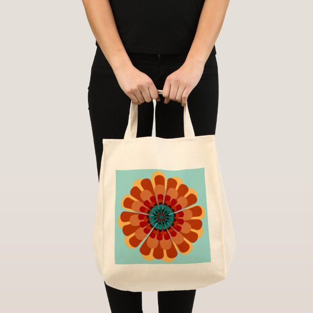 Bolsa Tote Terracotta & Teal Flower (Frente (produto))