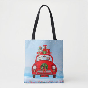 Bolsa Tote Terrier Branco do West Highland com Papai Noel