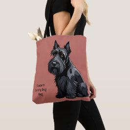 Bolsa Tote Terrier Escocês, Cachorro Escocês. Editável 