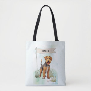 Bolsa Tote Terrier Galês Aquarela Cachorro Personalizado