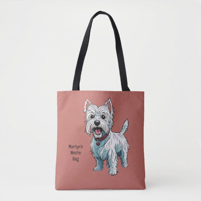 Bolsa Tote Terrier, Westie. Editável (Frente)