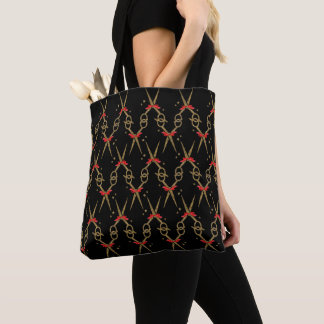 Bolsa Tote Tesoura com brilho no ouro - Ponteiro de cabelo -