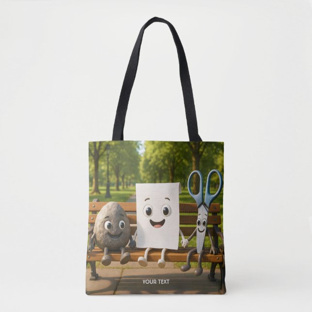 Bolsa Tote Tesoura de Papel Fantasy Cute Rock (Frente)