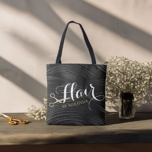 Bolsa Tote Tesouras Dourados pretas modernas do Hairstylist