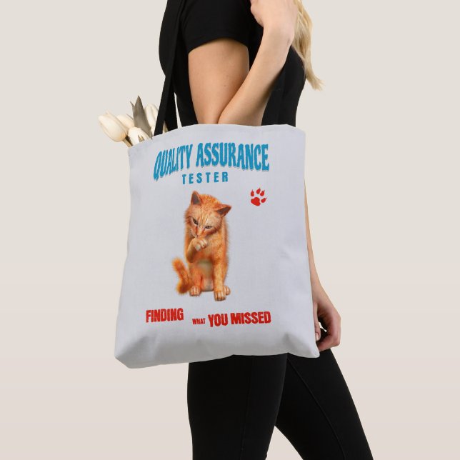 Bolsa Tote Testador de QA Humor de Gato (Close Up)