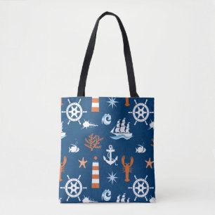 Bolsa Tote Teste padrão 1 do tema do mar
