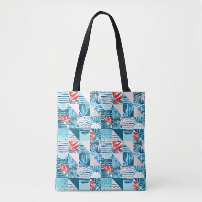 Bolsa Tote Teste padrão abstrato geométrico da cerceta (Frente)