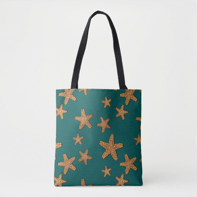 Bolsa Tote Teste padrão alaranjado da estrela do mar (Frente)