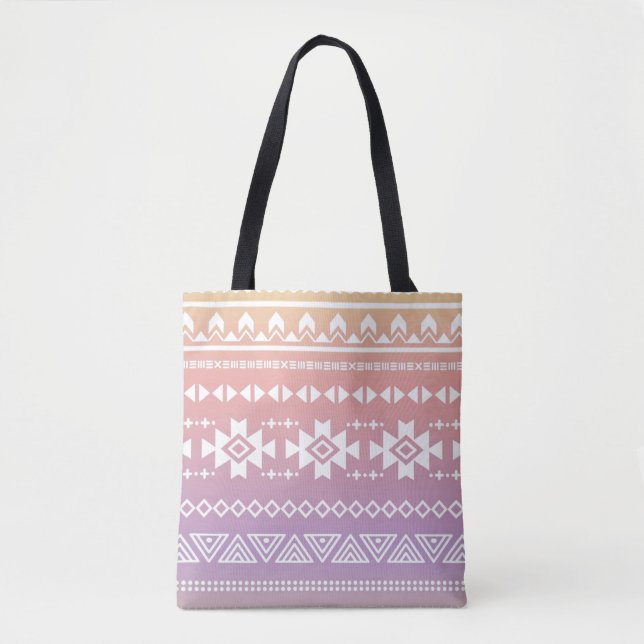 Bolsa Tote Teste padrão asteca tribal do ombre (Frente)