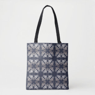 Bolsa Tote teste padrão azul floral do estilo barroco