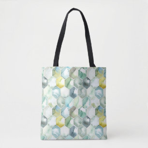 Bolsa Tote Teste padrão azul & verde de Honycomb do Aquarell
