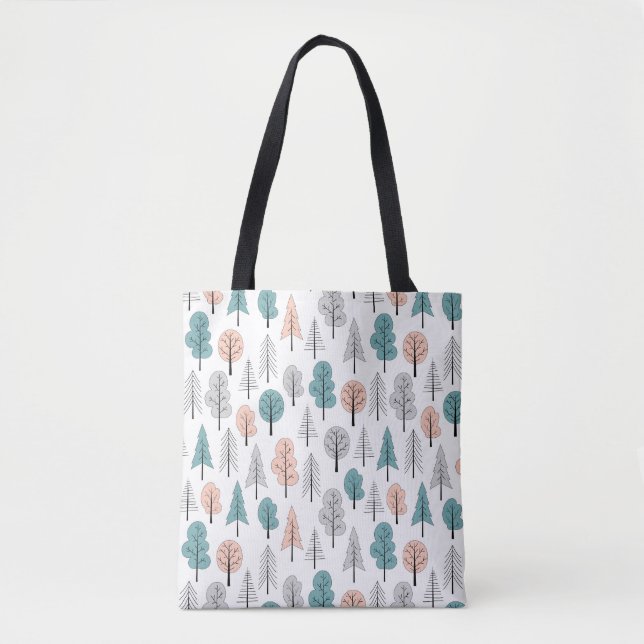 Bolsa Tote Teste padrão bonito da floresta do Doodle (Frente)