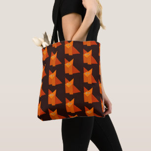 Bolsa Tote Teste padrão bonito geométrico do Fox de Origami
