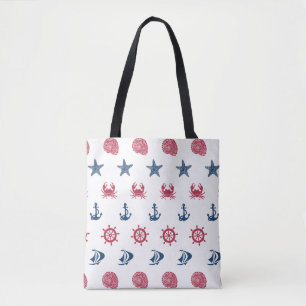 Bolsa Tote Teste padrão branco e azul vermelho do símbolo d