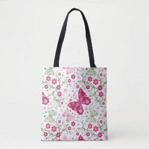 Bolsa Tote Teste padrão branco floral