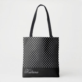 Bolsa Tote Teste padrão branco preto elegante da polca