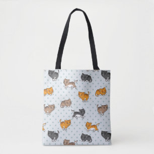 Bolsa Tote teste padrão com gatos engraçados