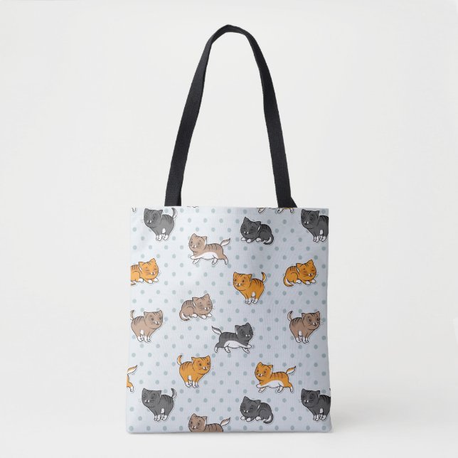 Bolsa Tote teste padrão com gatos engraçados (Frente)