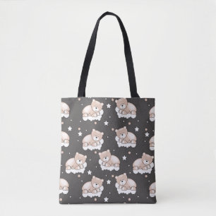 Bolsa Tote teste padrão com sono pequeno do urso