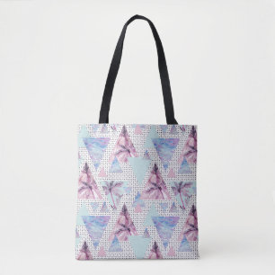 Bolsa Tote Teste padrão cor-de-rosa & azul da aguarela da