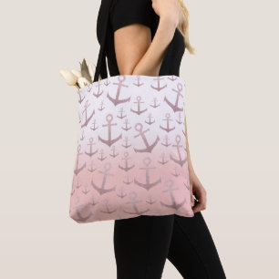 Bolsa Tote Teste padrão cor-de-rosa da âncora do brilho do