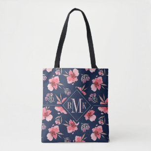 Bolsa Tote Teste padrão cor-de-rosa escuro da aguarela do