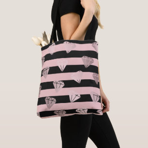 Bolsa Tote Teste padrão cor-de-rosa moderno elegante da