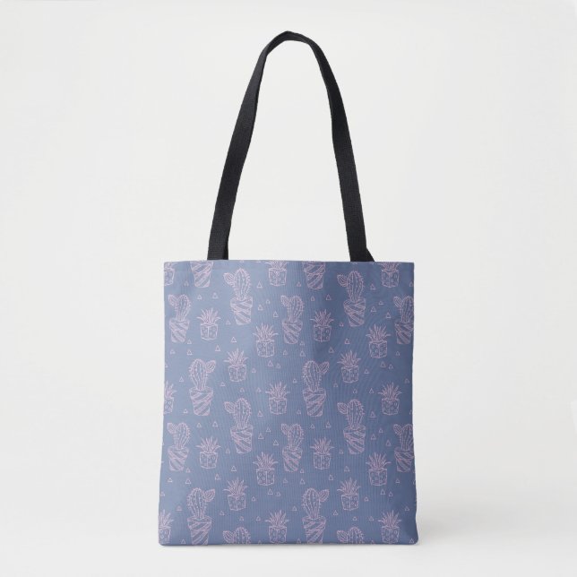Bolsa Tote Teste padrão cor-de-rosa & roxo do cacto dos (Frente)