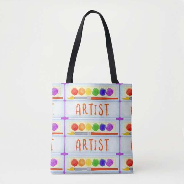 Bolsa Tote Teste padrão da escova da paleta da pintura dos (Frente)