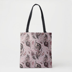 Bolsa Tote Teste padrão da pena do pavão