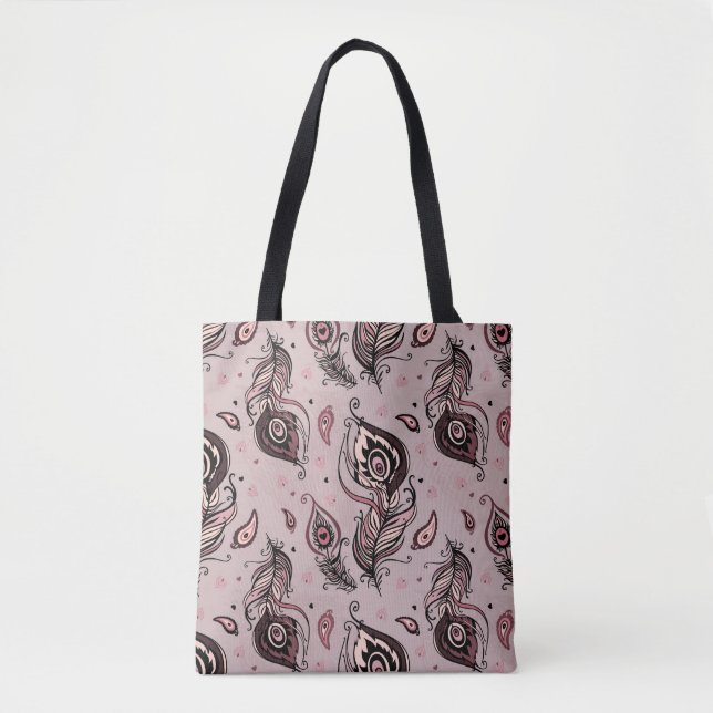 Bolsa Tote Teste padrão da pena do pavão (Frente)