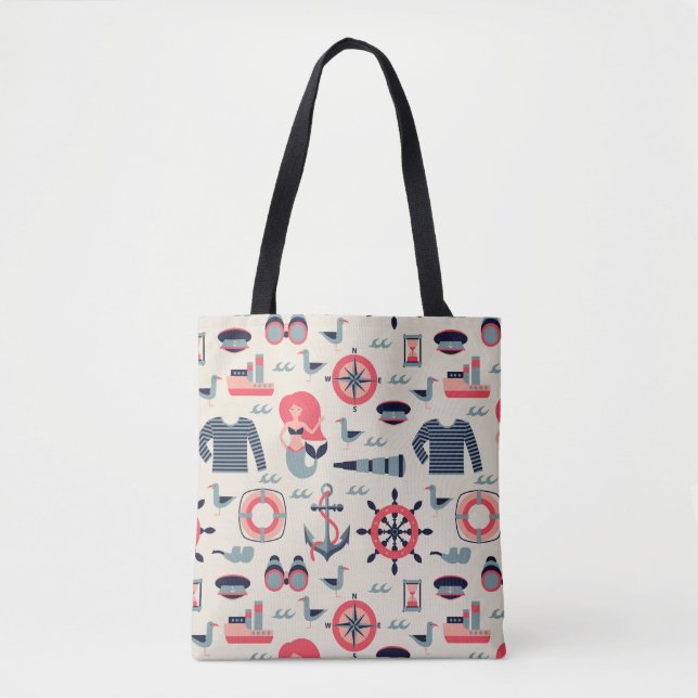Bolsa Tote Teste padrão da vida marinha (Frente)