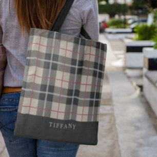 Bolsa Tote Teste padrão da xadrez de Tartan do camelo de