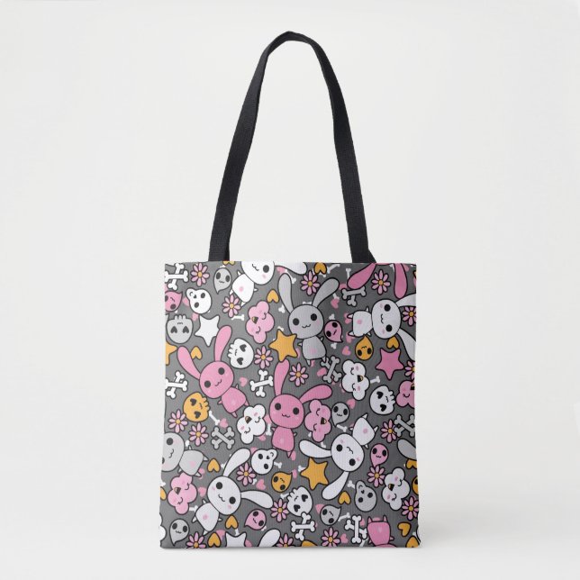 Bolsa Tote teste padrão das cinzas do kawaii (Frente)