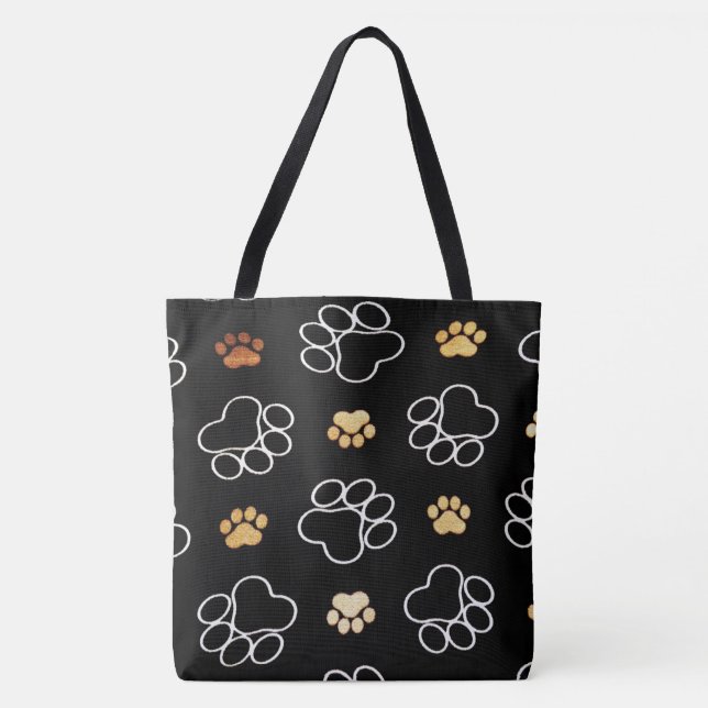 Bolsa Tote Teste padrão das patas do cão (Frente)