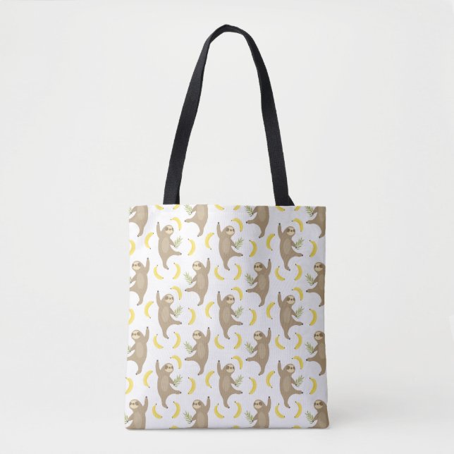 Bolsa Tote Teste padrão das preguiças & das bananas (Frente)